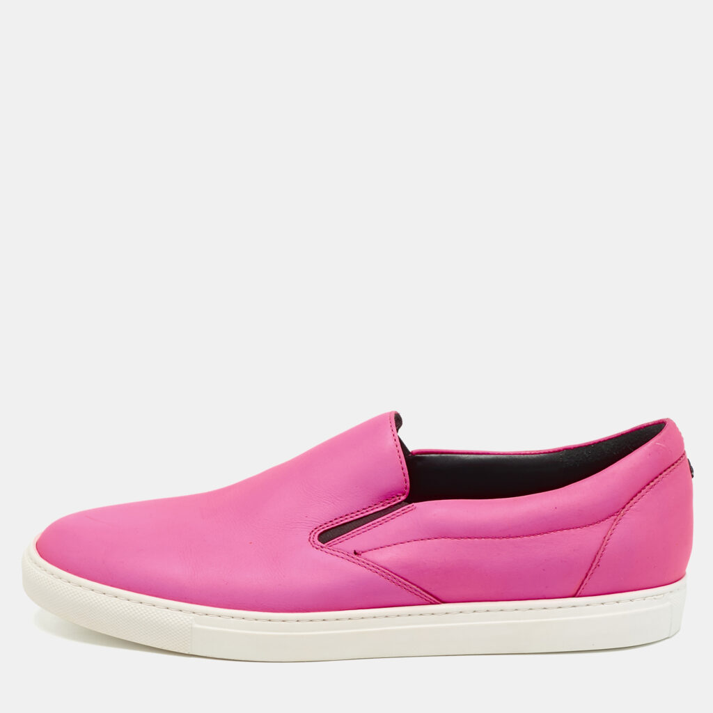 luxury-men-dsquared2-used-shoes-p1141457-010 Dsquared2 Neon Pink Leather Slip On Sneakers Size 43