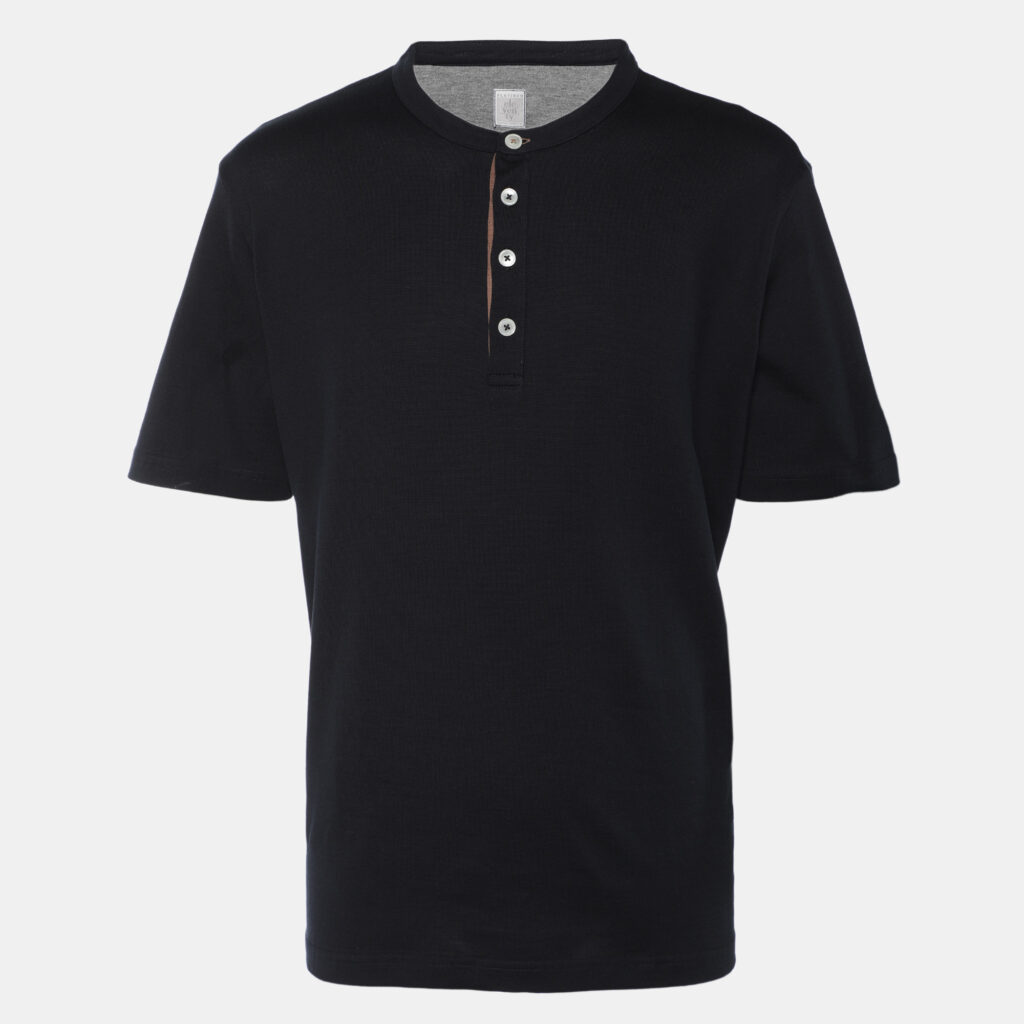 Eleventy Navy Blue Jersey Henley T-Shirt XL