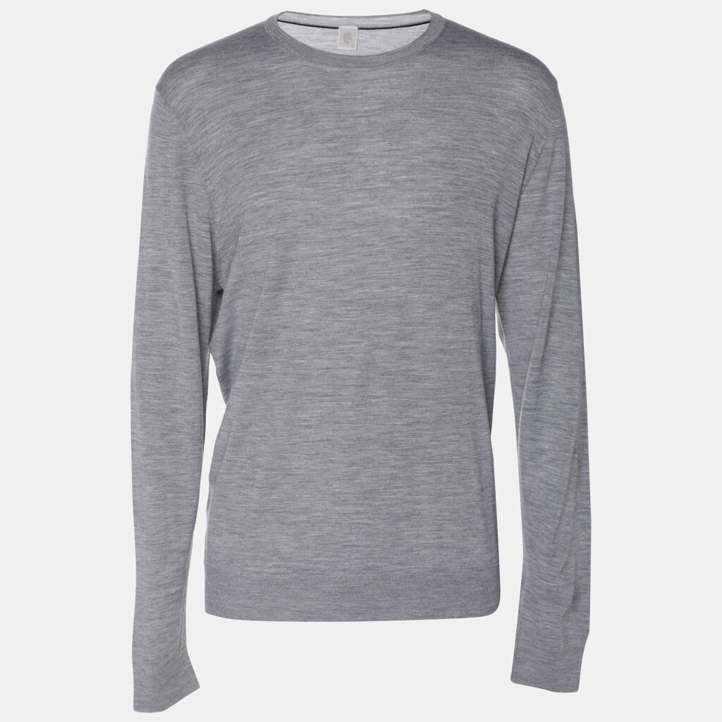 luxury-men-eleventy-new-clothes-p1158992-002 Elevety Grey Merino Wool Knit Full Sleeve T-Shirt XL