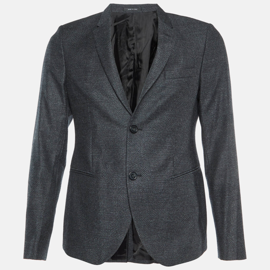 luxury-men-emporio-armani-used-clothes-p1046191-005 Emporio Armani Dark Grey Virgin Wool Single Breasted Blazer S