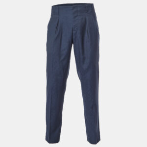 Emporio Armani Navy Blue Patterned Wool Pleated Trousers M