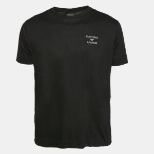 Emporio Armani Black Logo Embroidery Jersey Crew Neck T-Shirt XL