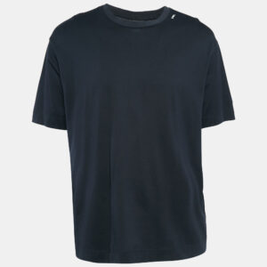 Emporio Armani Navy Blue Logo Embroidered Cotton Crew Neck T-Shirt XXL