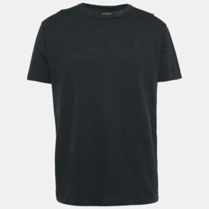 Emporio Armani Black Logo Embroidered Cotton Crew Neck T-Shirt XXL