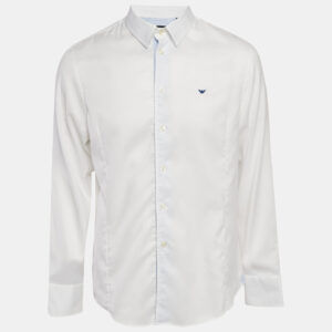 Emporio Armani White Cotton Blend Button Down Shirt XL
