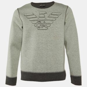Emporio Armani Grey Logo Embroidered Double Jersey Sweatshirt L