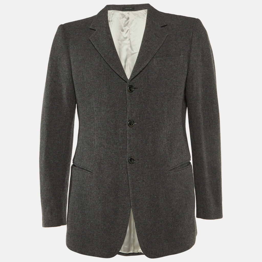 luxury-men-emporio-armani-used-clothes-p1091659-005 Emporio Armani Grey Wool & Cashmere Single Breasted Blazer L