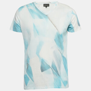 Emporio Armani Blue Printed Cotton T-Shirt XL