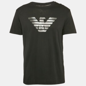 Emporio Armani Black Logo Print Cotton Crew Neck T-Shirt XL