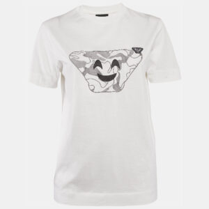 Emporio Armani White Embroidered Cotton T-Shirt XS