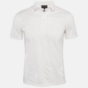 Emporio Armani Essential White Cotton Jersey Polo T-Shirt S