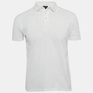 Emporio Armani White Cotton Pique Polo T-Shirt S