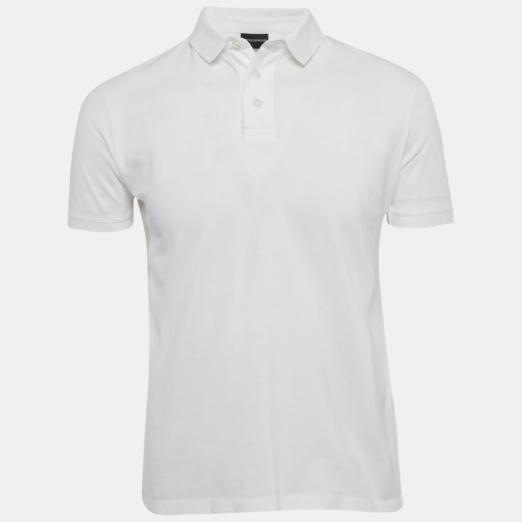 luxury-men-emporio-armani-used-clothes-p1102188-004 Emporio Armani White Cotton Pique Polo T-Shirt S