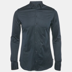 Emporio Armani Navy Blue Cotton Jersey Long Sleeve Shirt L