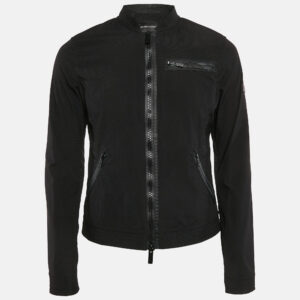 Emporio Armani Black Textured Synthetic Johnny Slim Fit Jacket M