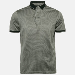 Emporio Armani Grey Cotton Knit Polo T-Shirt L