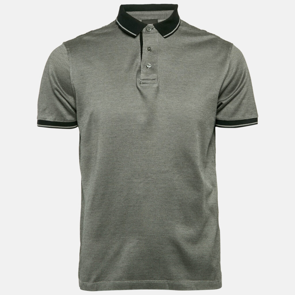 luxury-men-emporio-armani-used-clothes-p1149808-003 Emporio Armani Grey Cotton Knit Polo T-Shirt L
