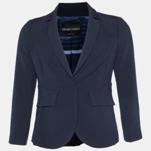 Emporio Armani Navy Blue Crepe Button Front Blazer S