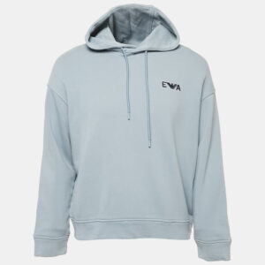 Emporio Armani Blue Cotton Knit Hoodie M