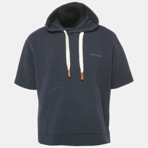 Emporio Armani Navy Blue Jersey Short Sleeve Hoodie L