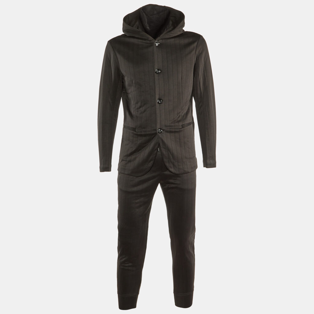 luxury-men-emporio-armani-used-clothes-p1161491-006 Emporio Armani Black Knit Hooded Jacket & Sweatpants L