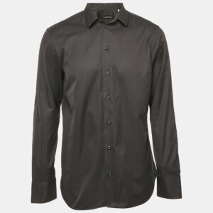 Emporio Armani Black Striped Cotton Long Sleeve Shirt XL