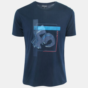 Emporio Armani Navy Blue Printed Cotton Knit T-shirt XXL