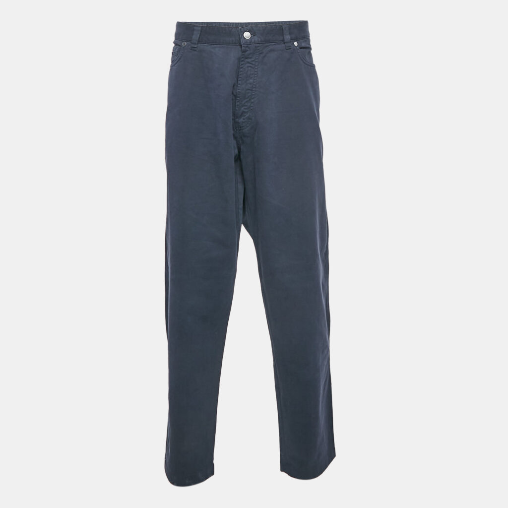 Ermenegildo Zegna Navy Blue Cotton Drill Trousers 4XL