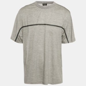 Zegna Techmerino Grey Wool & Lyocell Jersey Crew Neck T-Shirt XXL