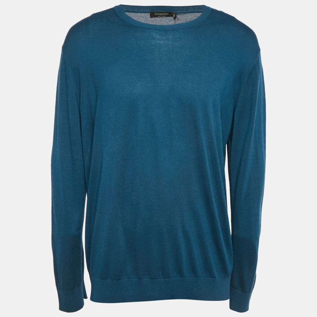 luxury-men-ermenegildo-zegna-new-clothes-p1153201-002 Ermenegildo Zegna Blue Cotton Knit Crew Neck Sweatshirt 4XL