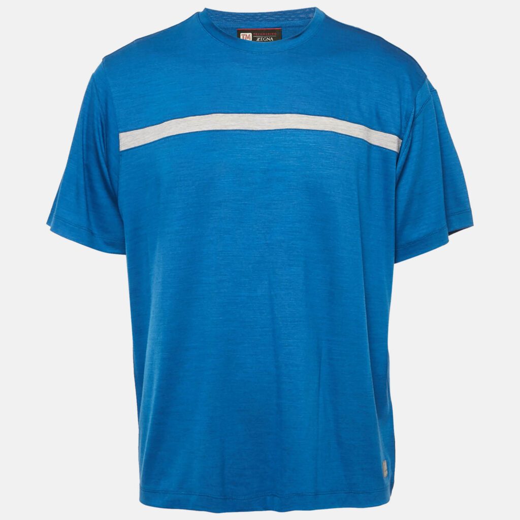 Ermenegildo Zegna Blue Wool Techmerino Crew Neck T-Shirt M