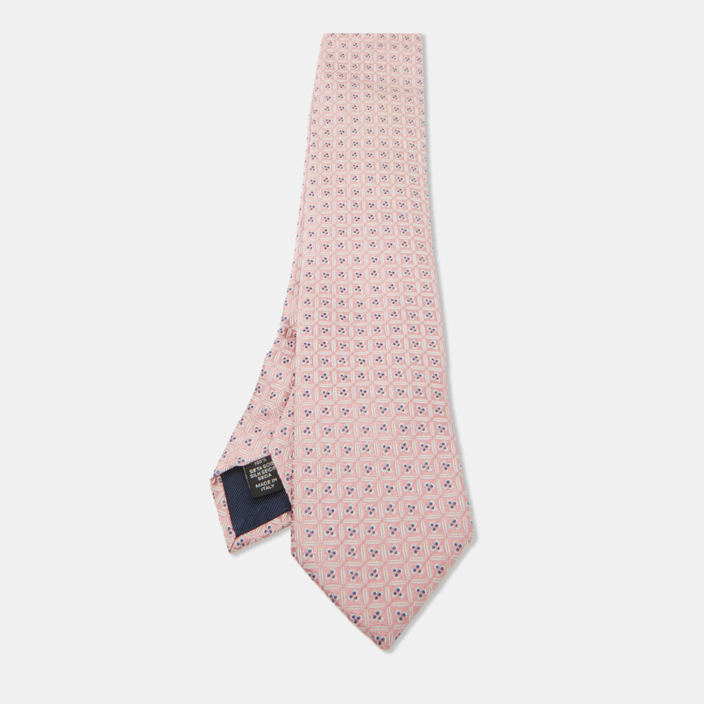 luxury-men-ermenegildo-zegna-used-accessories-p1079297-001 Ermenegildo Zegna Pink Patterned Silk Tie