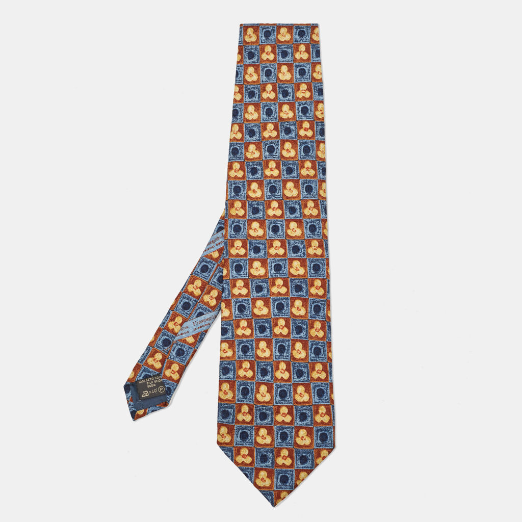 luxury-men-ermenegildo-zegna-used-accessories-p1105722-002 Ermenegildo Zegna Vintage Multicolor Printed Silk Traditional Tie