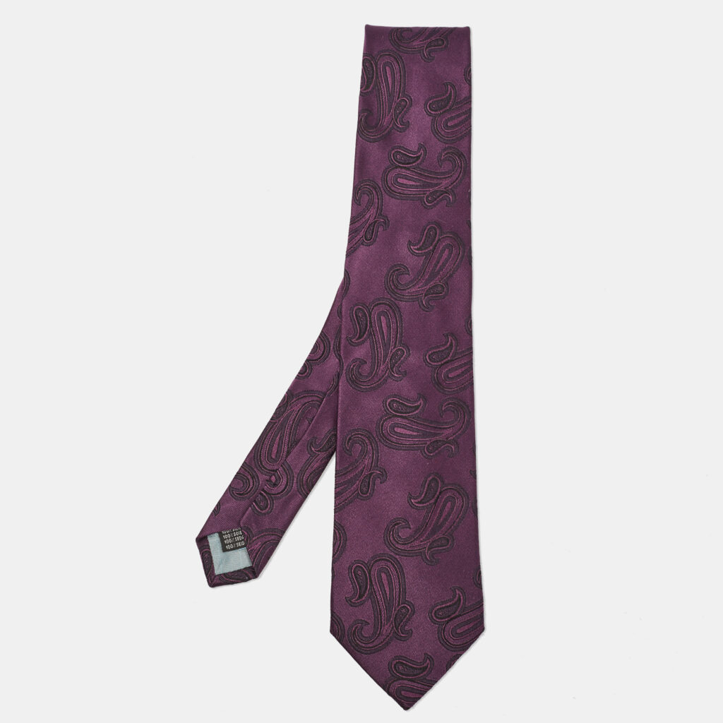 luxury-men-ermenegildo-zegna-used-accessories-p1105739-004 Ermenegildo Zegna Purple Paisley Silk Classic Tie