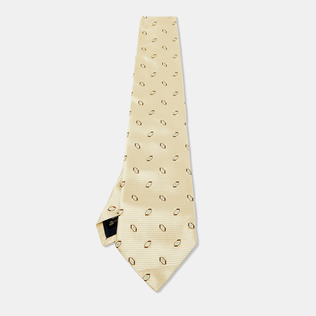 luxury-men-ermenegildo-zegna-used-accessories-p1120572-001 Ermenegildo Zegna Yellow Patterned Silk Classic Tie