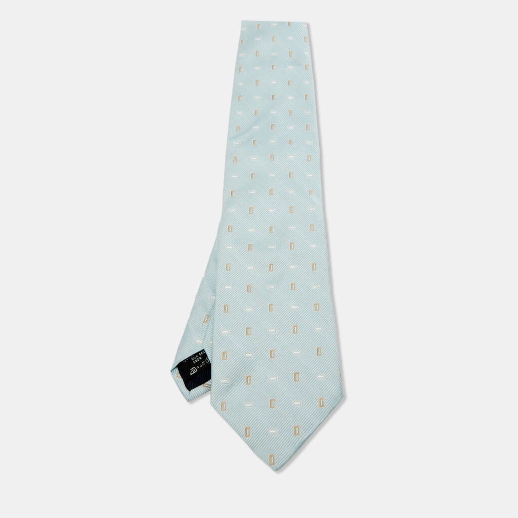 luxury-men-ermenegildo-zegna-used-accessories-p1120637-001 Ermenegildo Zegna Su Misura Blue Patterned Silk Tie