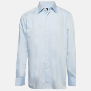 Ermenegildo Zegna Blue Cotton Button Front Shirt XXL