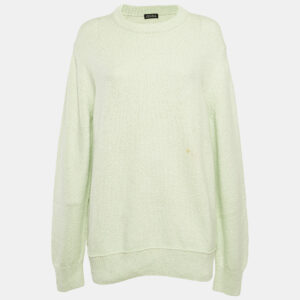 zegna green rib knit crewneck sweater l