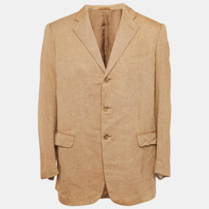 Ermenegildo Zegna Beige Silk & Cashmere Button Front Blazer XL