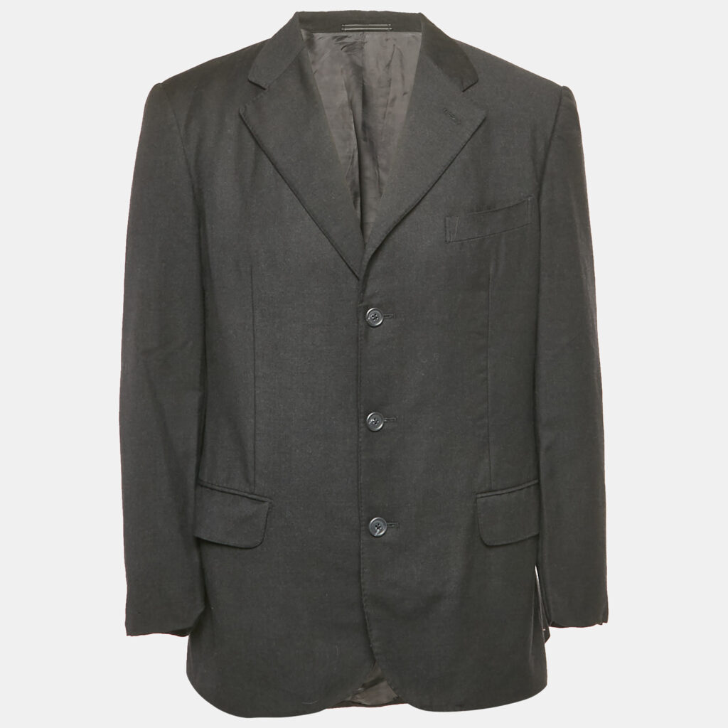 luxury-men-ermenegildo-zegna-used-clothes-p1169697-002 Ermenegildo Zegna Black Wool & Cashmere Button Front Blazer M