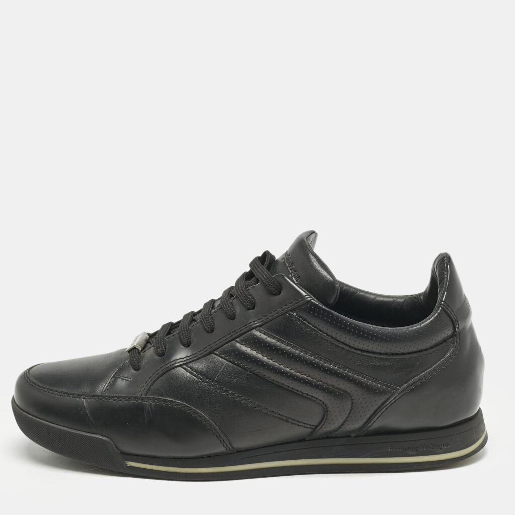 luxury-men-ermenegildo-zegna-used-shoes-p1157955-004 Ermenegildo Zegna Black Leather Lace Up Sneakers Size 40