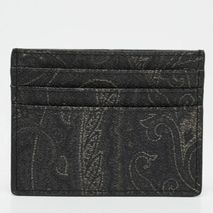 Etro Black Paisley Print Coated Canvas Card Holder