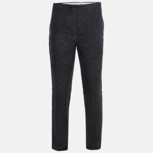 Etro Dark Blue Paisley Print Linen Tailored Pants XXL