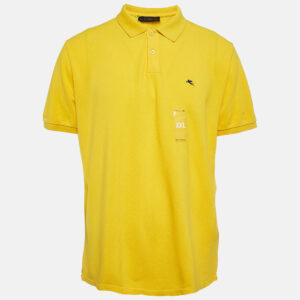 Etro Yellow Cotton Pique Printed Collar Polo T-Shirt XXL
