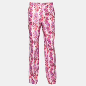 Etro Multicolor Floral Printed Linen Straight Fit Pants XXL