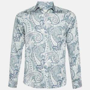 Etro White Paisley Print Cotton Full Sleeve Shirt S
