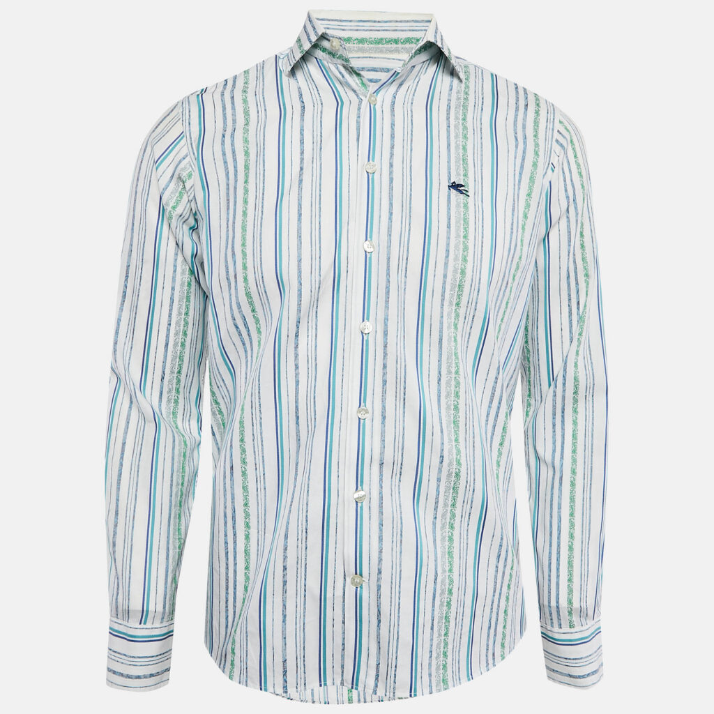 Etro Multicolor Stripe Print Button Front Shirt S