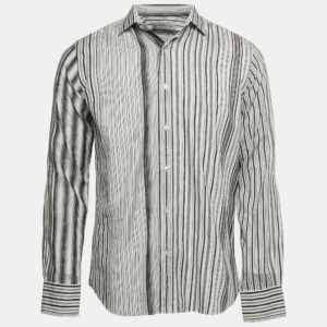 Etro White Stripe Cotton Button Front Shirt M