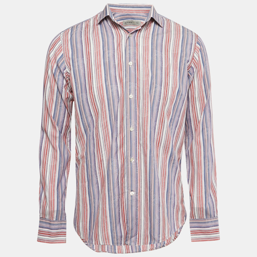 luxury-men-etro-used-clothes-p1096122-002 Etro Multicolor Cotton Jacquard Button Front Shirt M