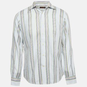 Etro Multicolor Stripe Jacquard Cotton Button Front Shirt M